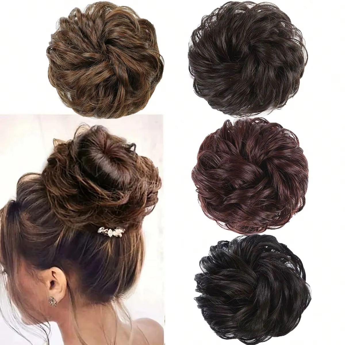Chignon en soie artificielle élégant et tendance