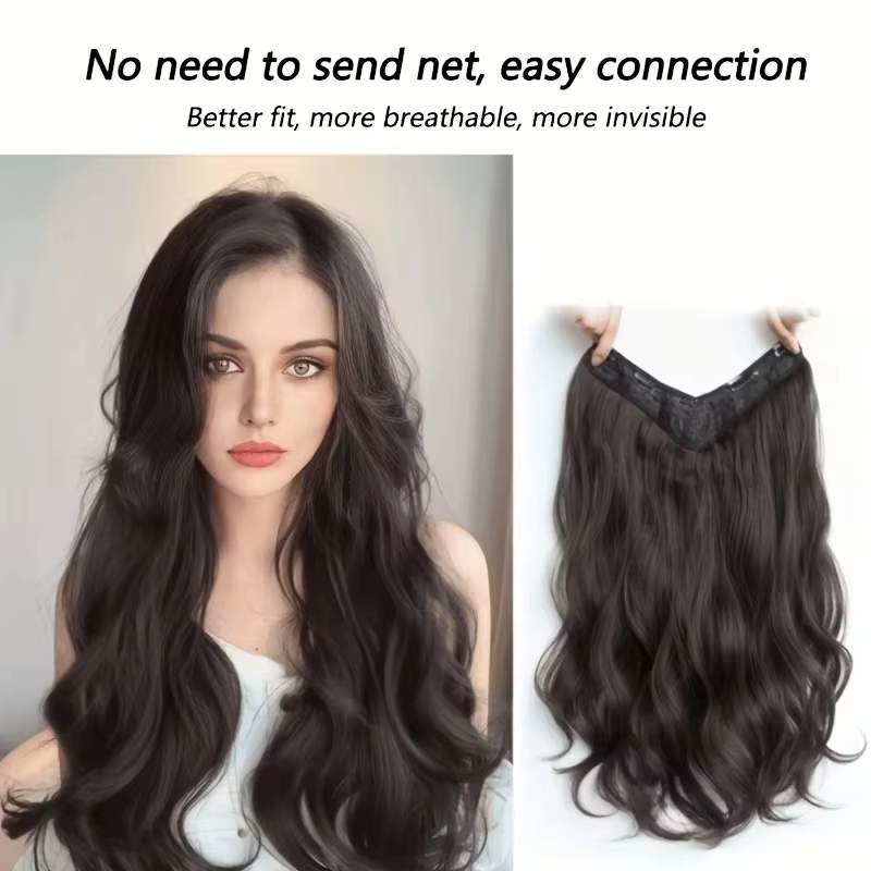 Extensions de cheveux synthétiques invisibles à longues vagues – Look