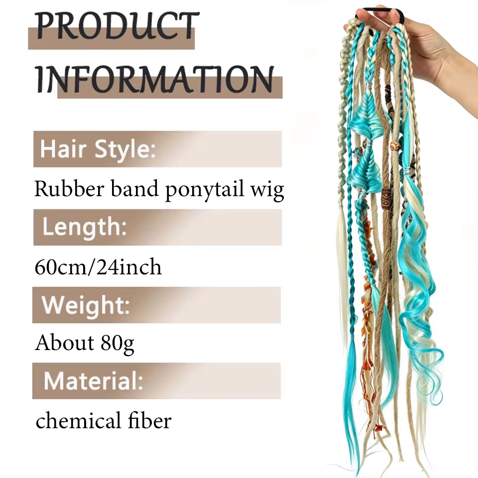 Extensions de cheveux synthétiques tressées longues style bohème pour un port facile et une utilisation simple pour les femmes au quotidien, pour les fêtes, Halloween, Noël, les vacances