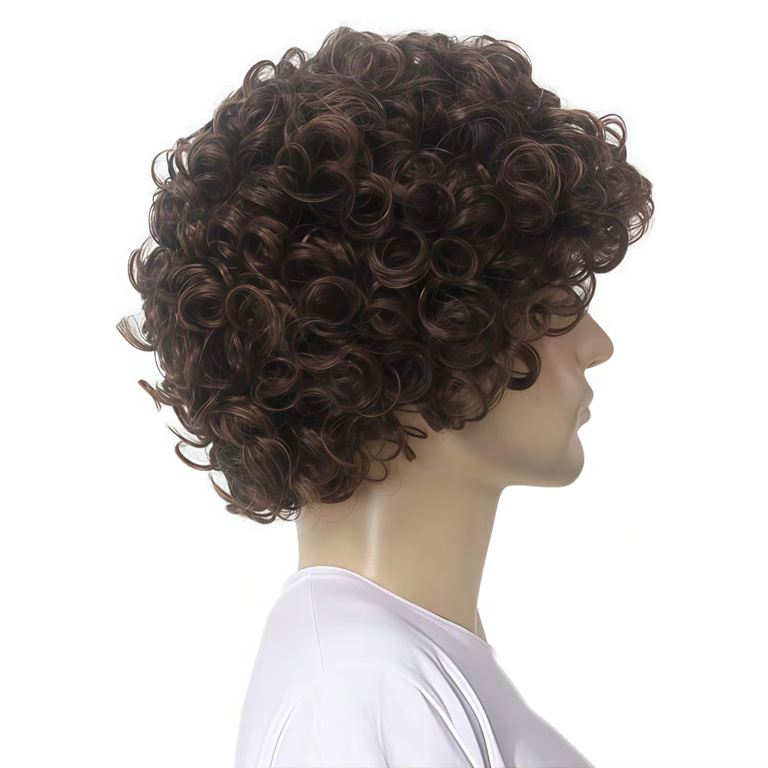 Perruque courte bouclée brune de style africain
