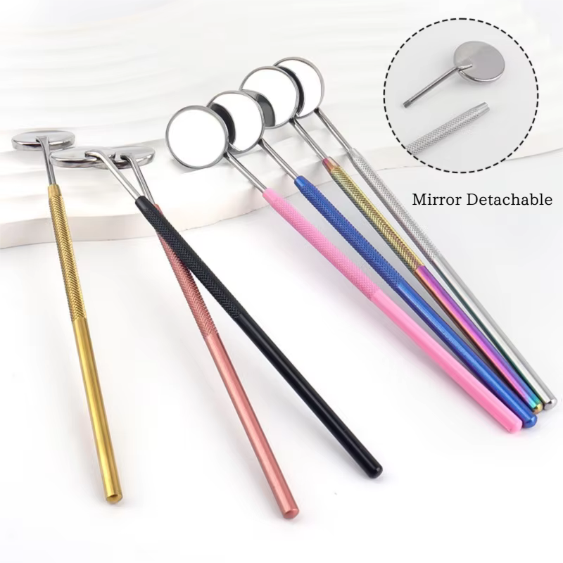 Miroir de contrôle d'extension de cils, Anti-fuite et bouclage des racines, miroir d'inspection buccale en acier inoxydable, 200 pièces
