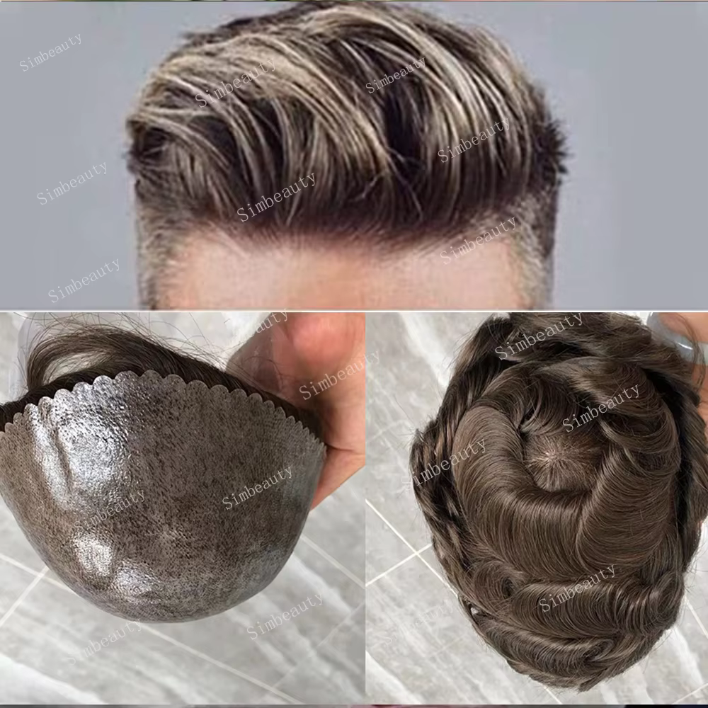 Prothèse capillaire pour homme en cheveux naturels, la moins chère, avec ligne de cheveux naturelle, micro-peau, système complet en peau fine, robuste et durable