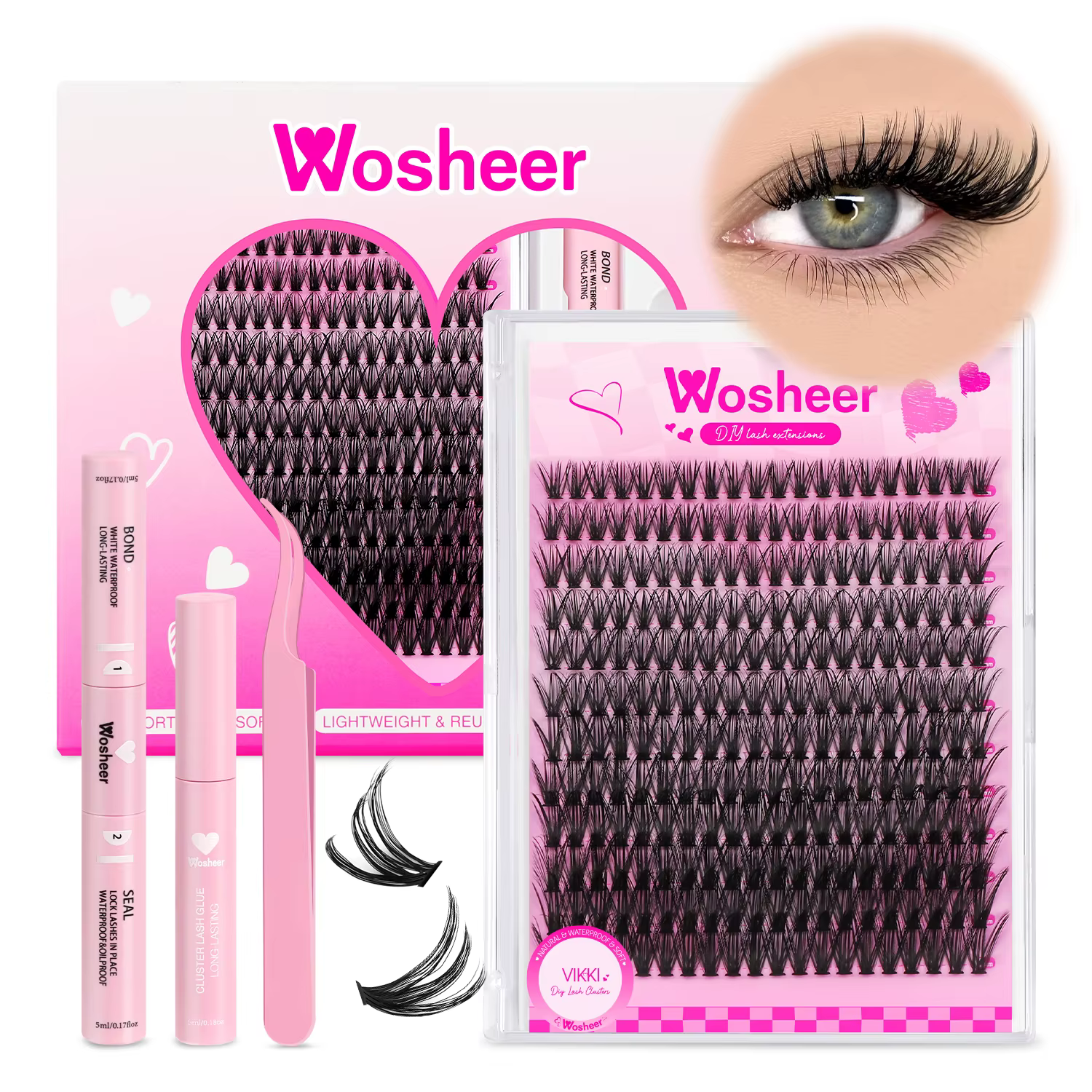 WOSHEER Kit d'extension de cils bricolage grappes Kit