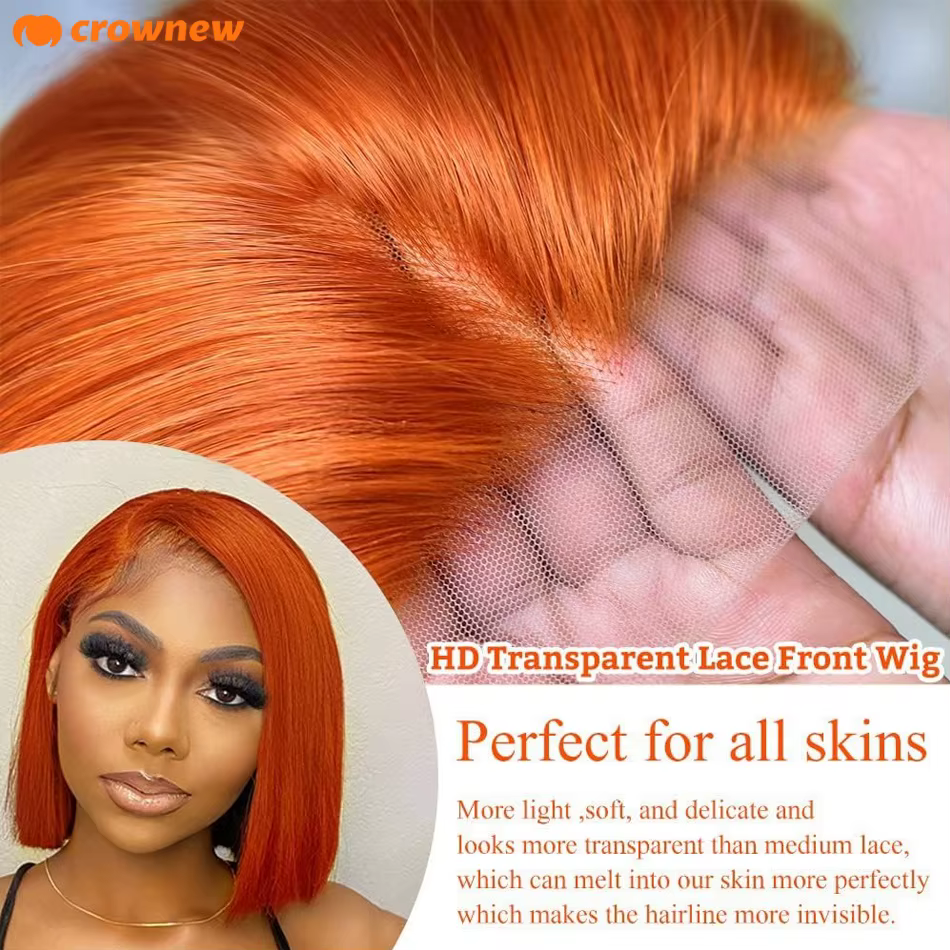 Perruque en cheveux humains couleur gingembre #