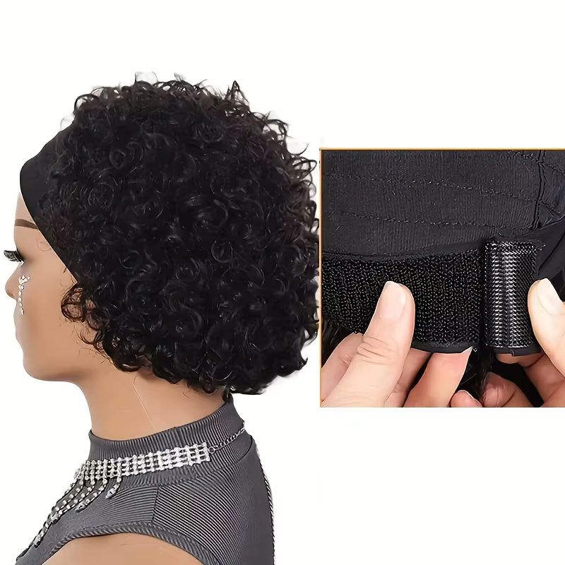 Bandeau perruque cheveux humains pour femme coupe lutin