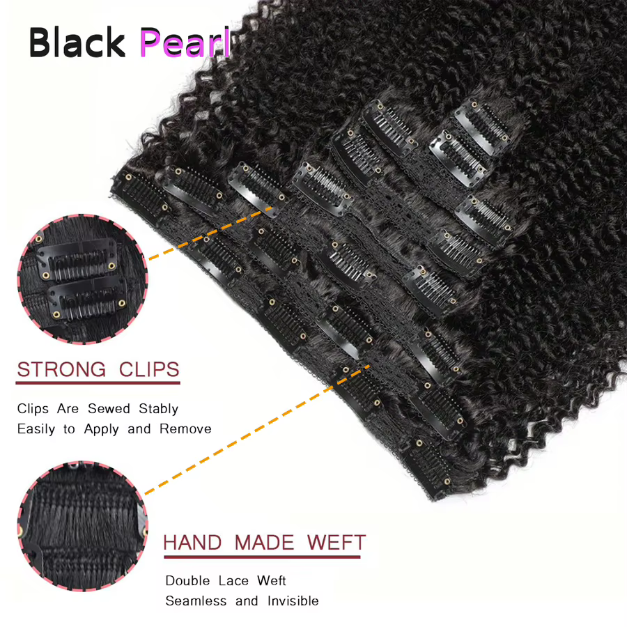 Extensions de cheveux bouclés à clipser Black Pearl Jerry Curly