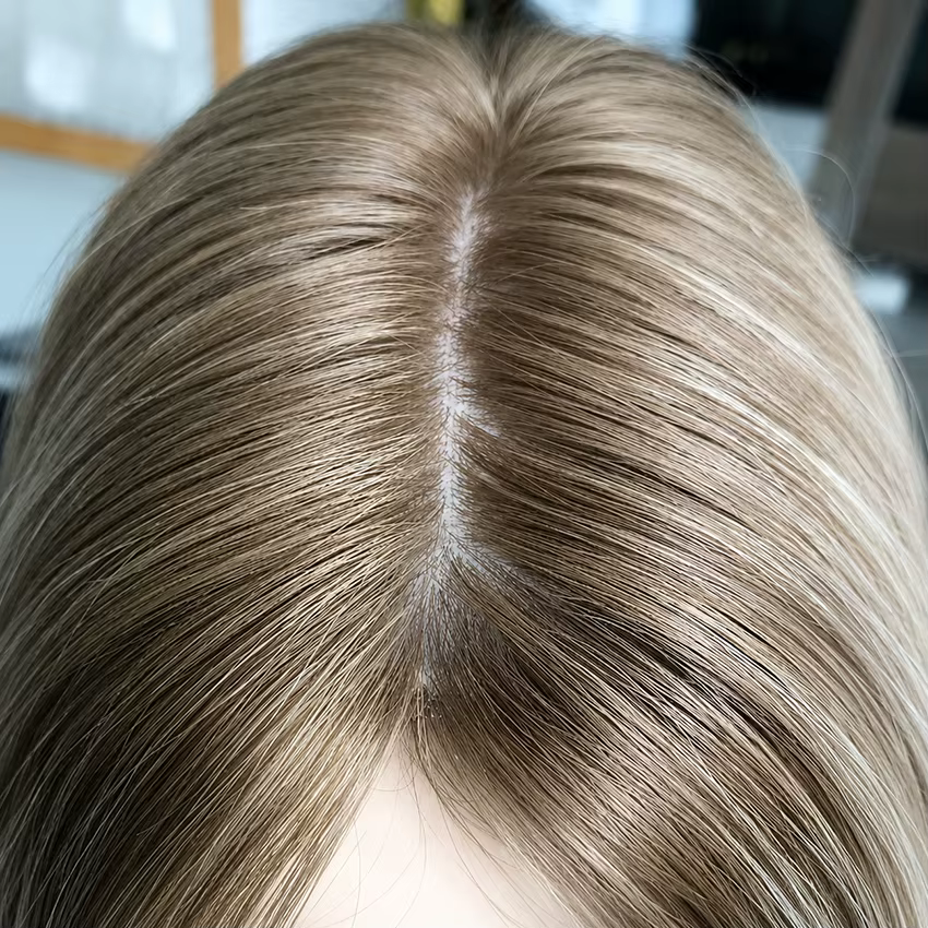 Perruque médicale blonde ombrée pour femmes avec cheveux européens vierges