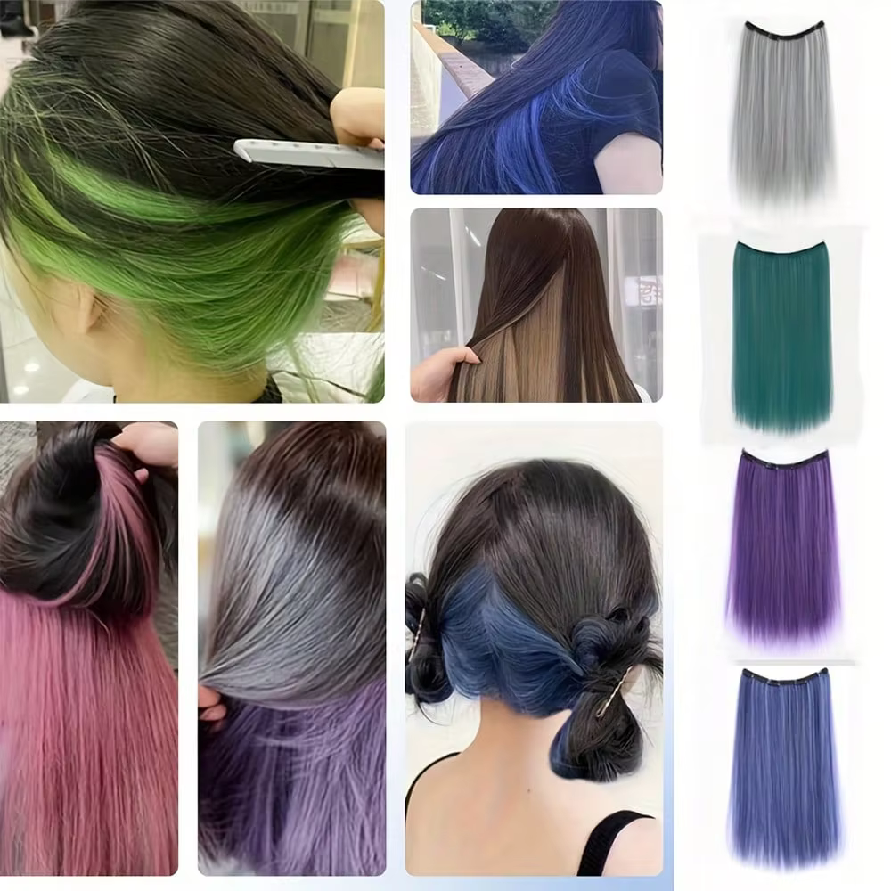 Extensions capillaires synthétiques colorées à clipser