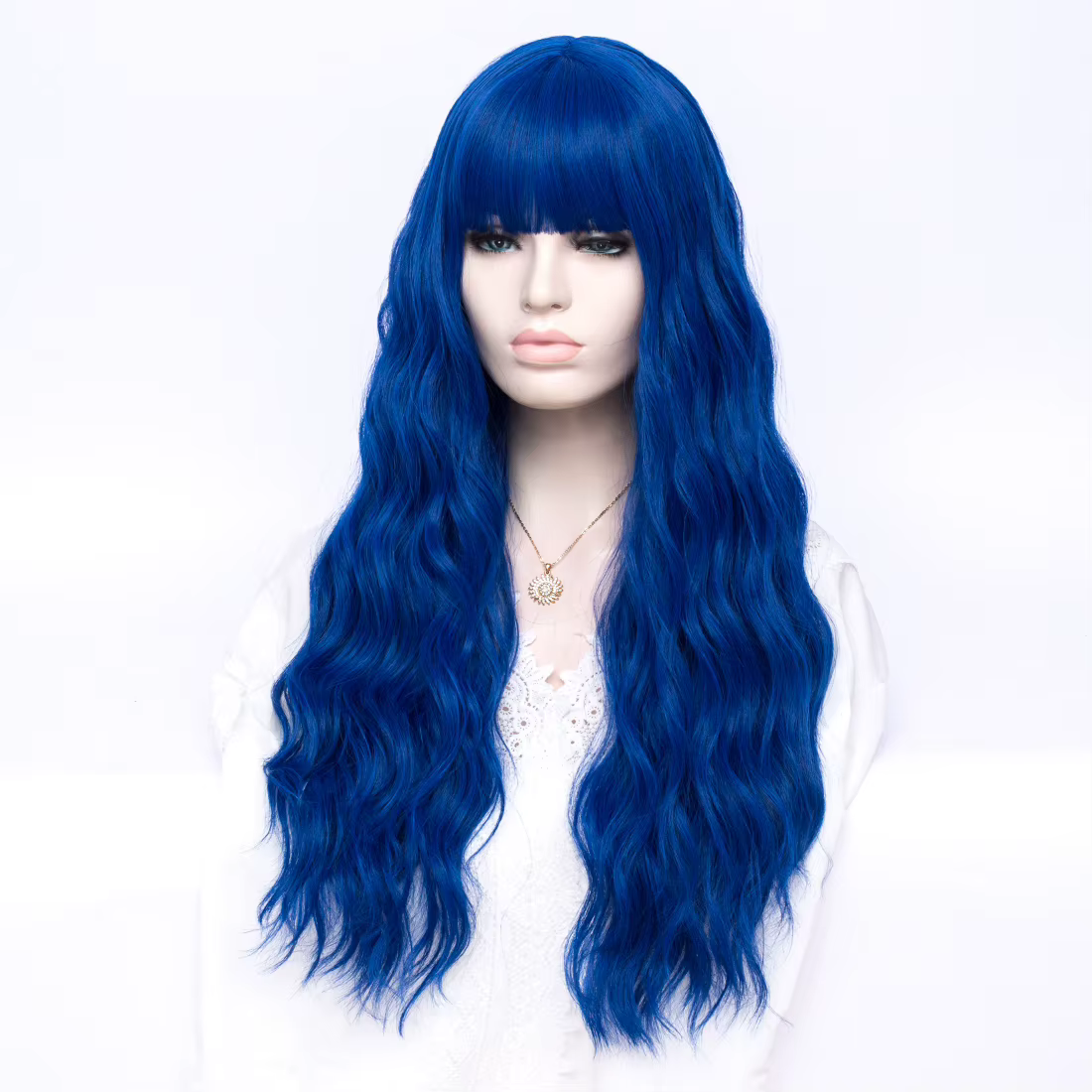 MSIWIGS – perruque synthétique longue ondulée bleue Lolita pour femmes