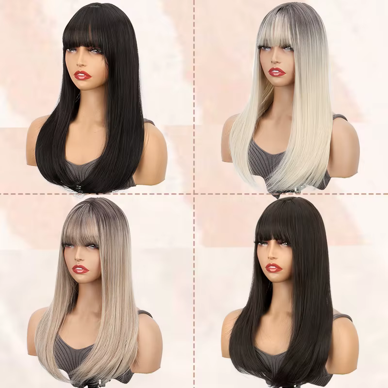 Topper pour cheveux pour femme avec frange : 3D 360 ° Morceau