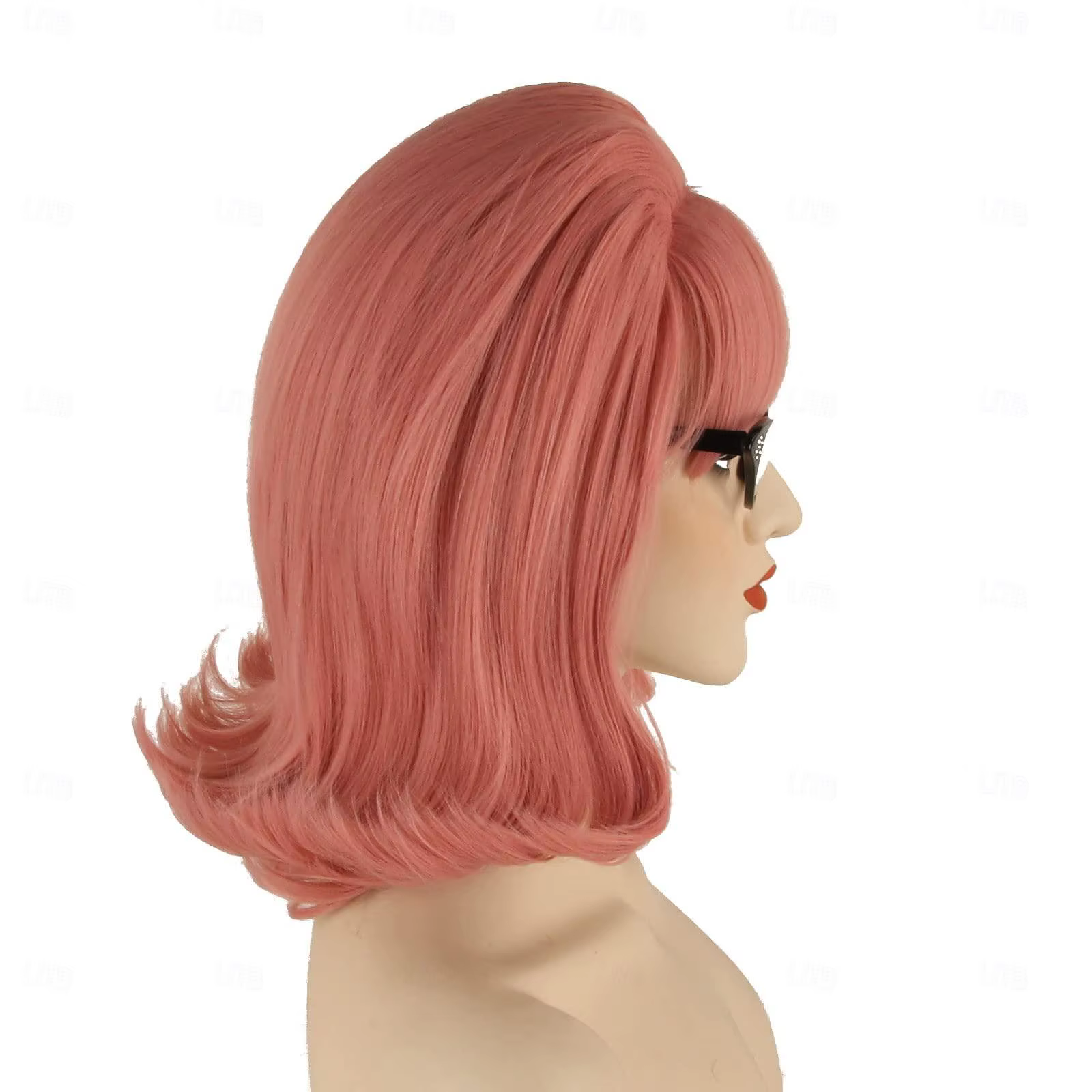 HAIRJOY cheveux synthétiques rose updo perruque 70s Pinup Pelucas 60s ruche Look Vintage Halloween Costume femmes