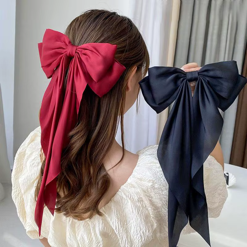 1PC Grande pince à cheveux coréenne en satin uni pour femmes et filles