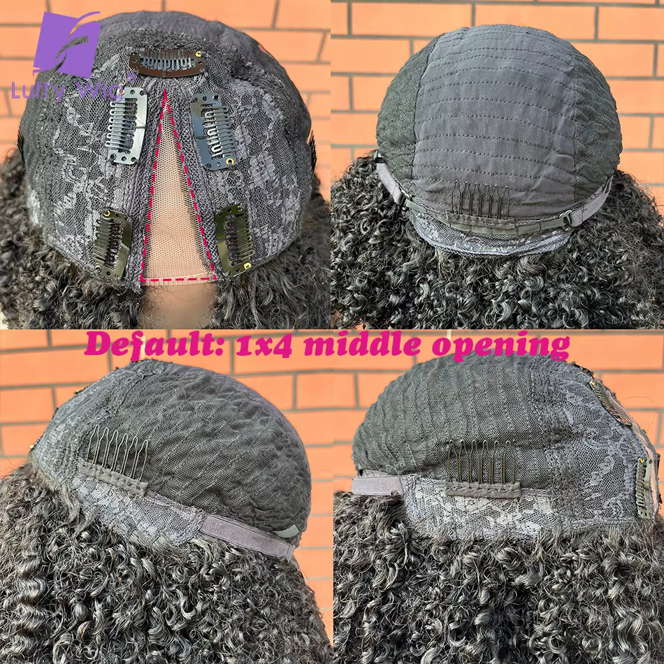 200 densité V forme perruque Afro crépus bouclés cheveux humains V partie