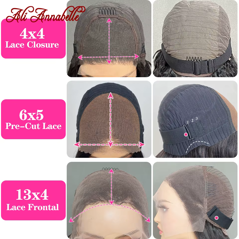 Ali Annabelle sans colle perruques de cheveux humains 4x4 13x4 pleine dentelle frontale