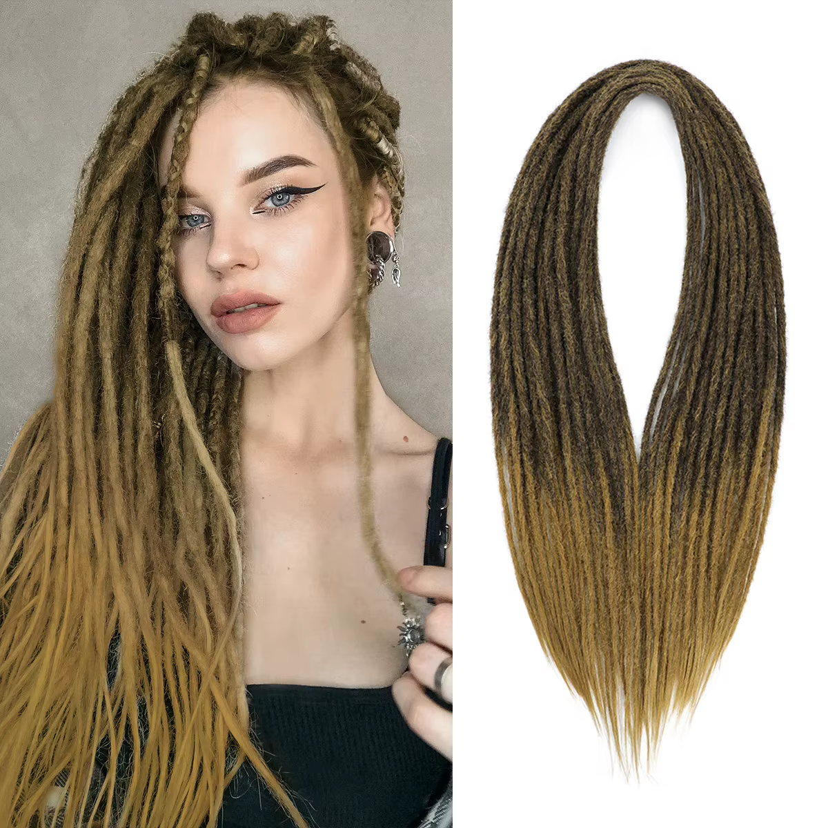 Extensions de cheveux Dreadlocks doux 24 pouces synthétiques Double extrémité Faux Locs Crochet tresses Bug fait à la