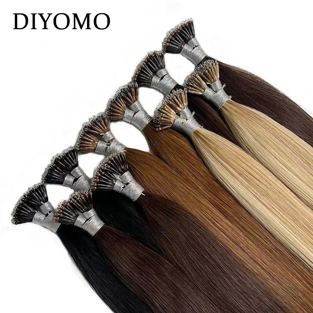 Extensions de cheveux Nano Rings à pointe droite, cheveux humains vierges naturels Shadow 100%, lots de cheveux blonds en vrac, micro-perles, kératine en gros
