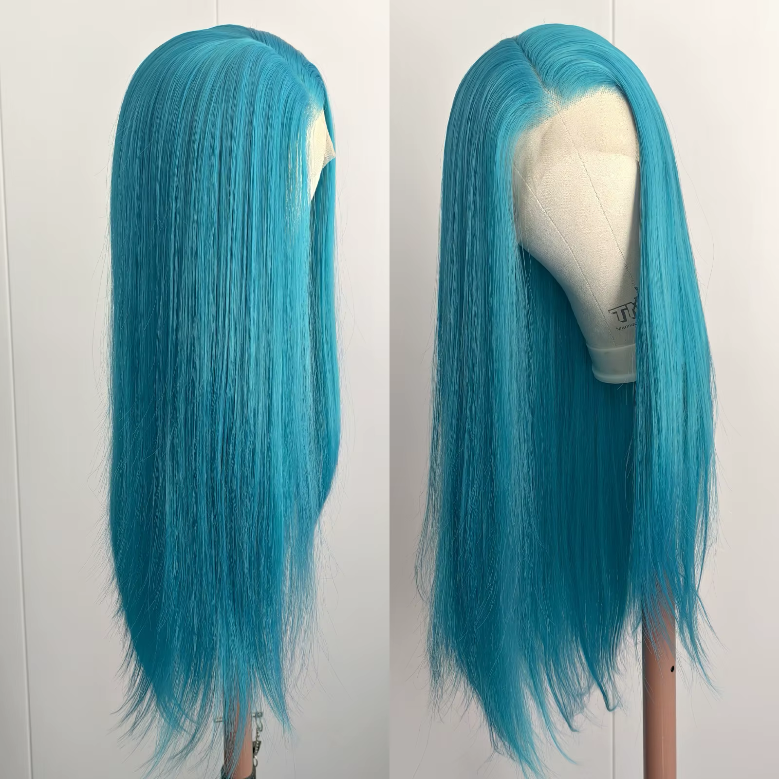 Perruque bleu turquoise vif 13x4