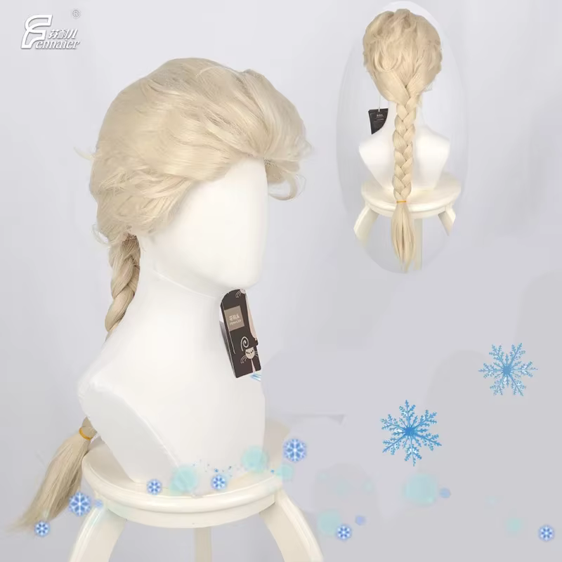 Cheveux synthétiques princesse Elsa reine des neiges pour femmes
