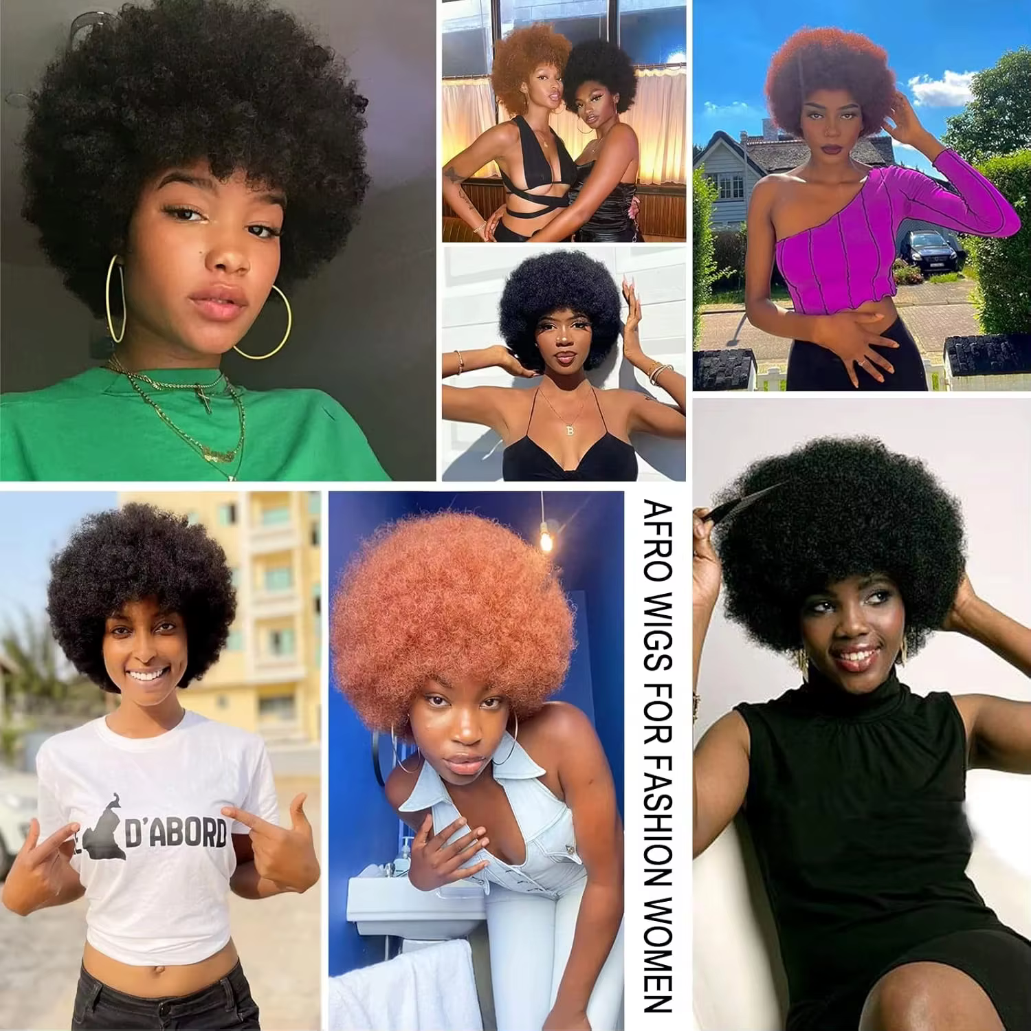 Perruques de cheveux humains Afro rebondissantes noirs naturels des années 70 avec frange entièrement fabriquées à la