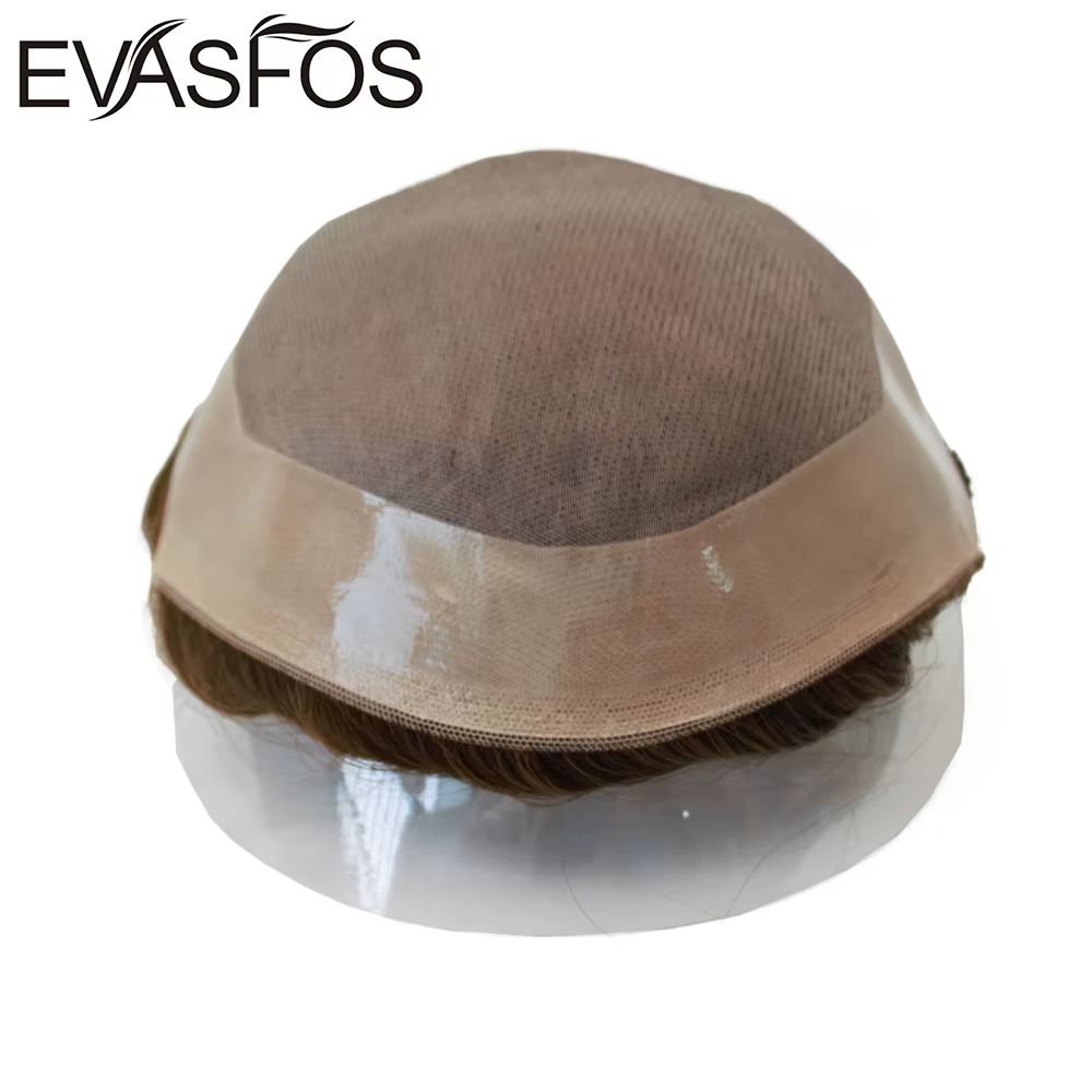 Perruque toupet de cheveux humains naturels pour hommes