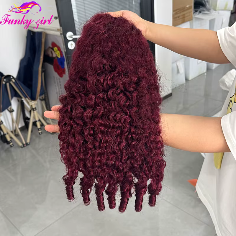 99J birman bouclés perruques de cheveux humains 13x4 dentelle avant perruque pour les femmes bordeaux brésilien Pixie