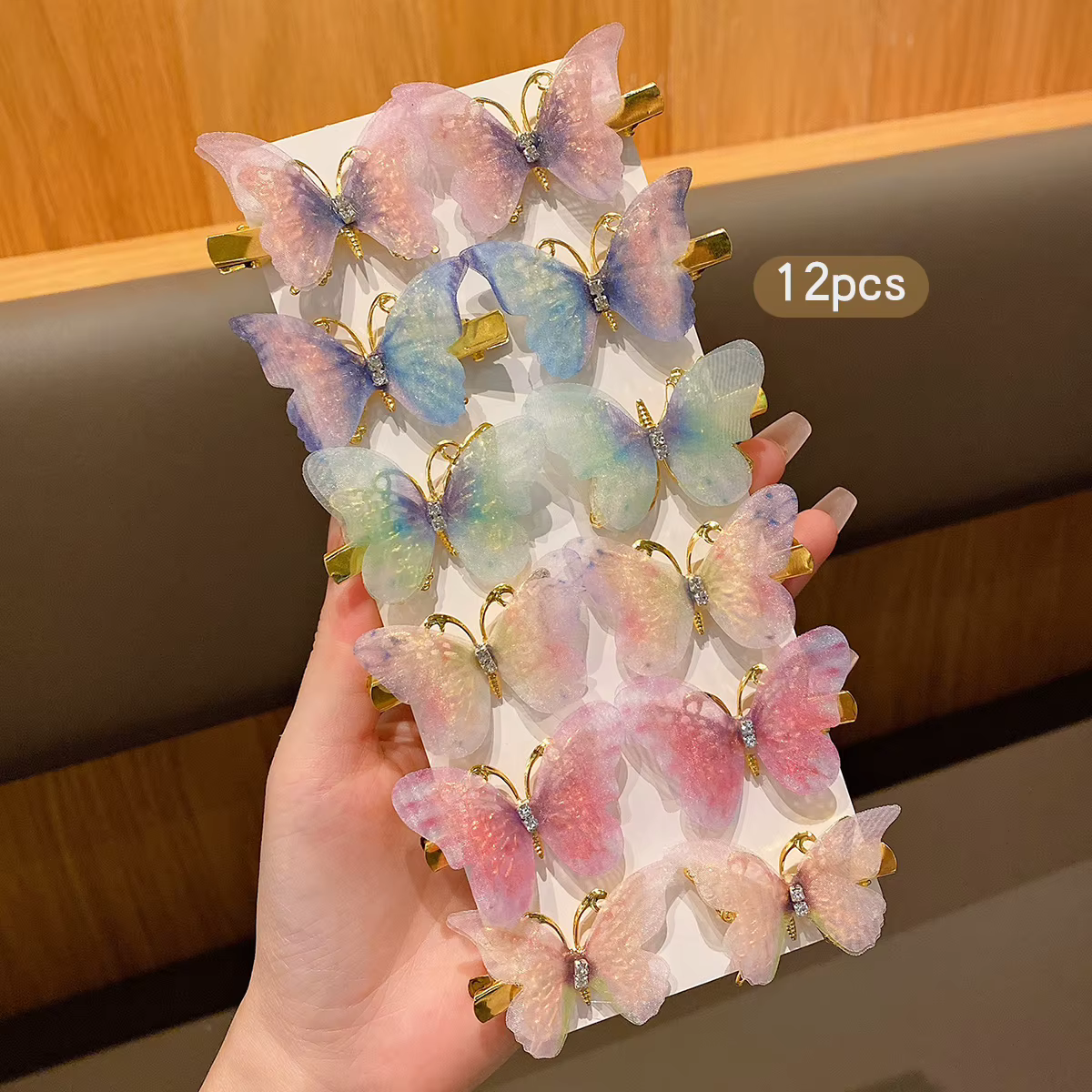 12 pinces à cheveux papillon vent doux