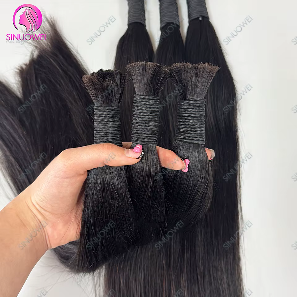 3 paquets tressage en vrac 100% cheveux humains os droit non transformés Extensions