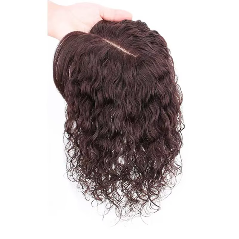 Postiche bouclée de cheveux humains 13x13cm