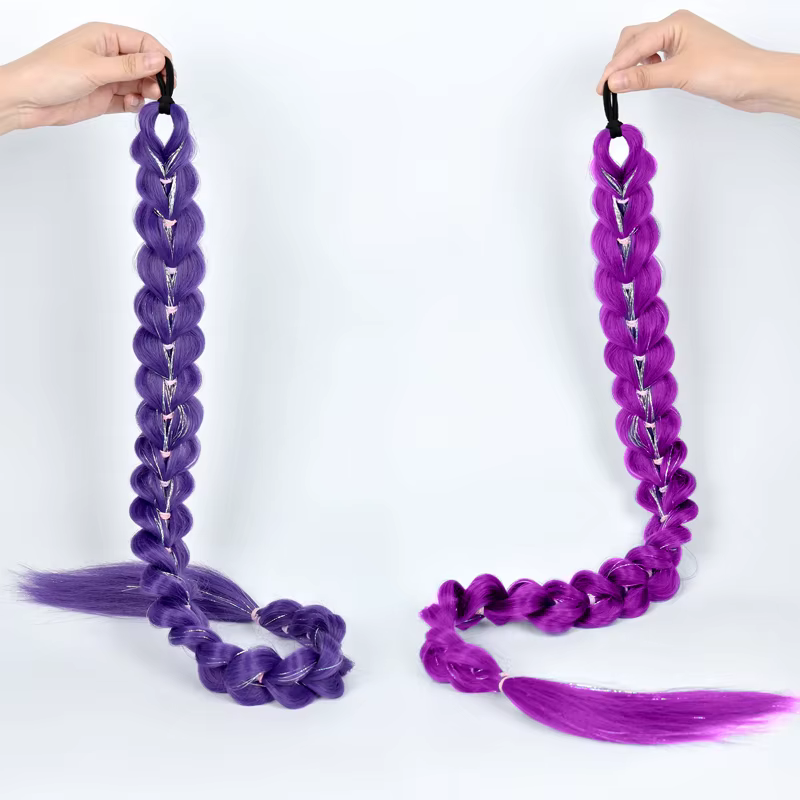 LUPU – perruque tressée synthétique violette de 32 pouces