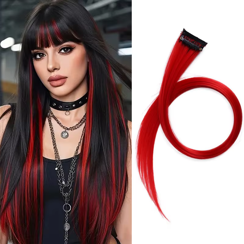 Extensions de cheveux colorées à clipser - Fibre mate haute température de 55 cm
