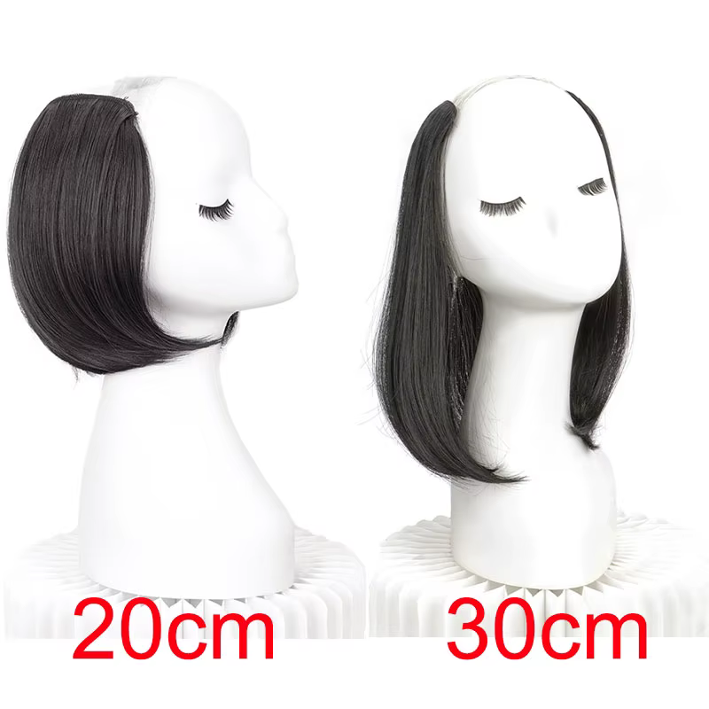 WIGSIN – postiche synthétique courte et lisse, 20cm/30cm, sans couture, partie en V, demi-perruque pour femmes, augmente le Volume des cheveux