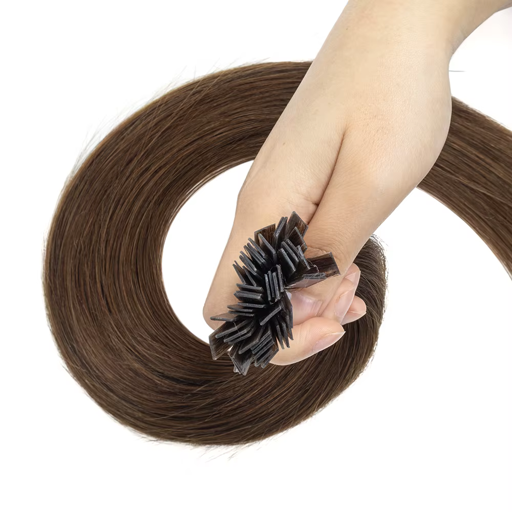 Extensions de cheveux humains blond platine à pointe plate