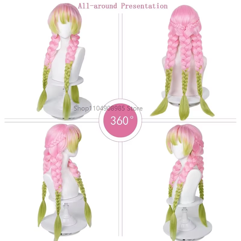 Perruque de Cosplay rose et verte