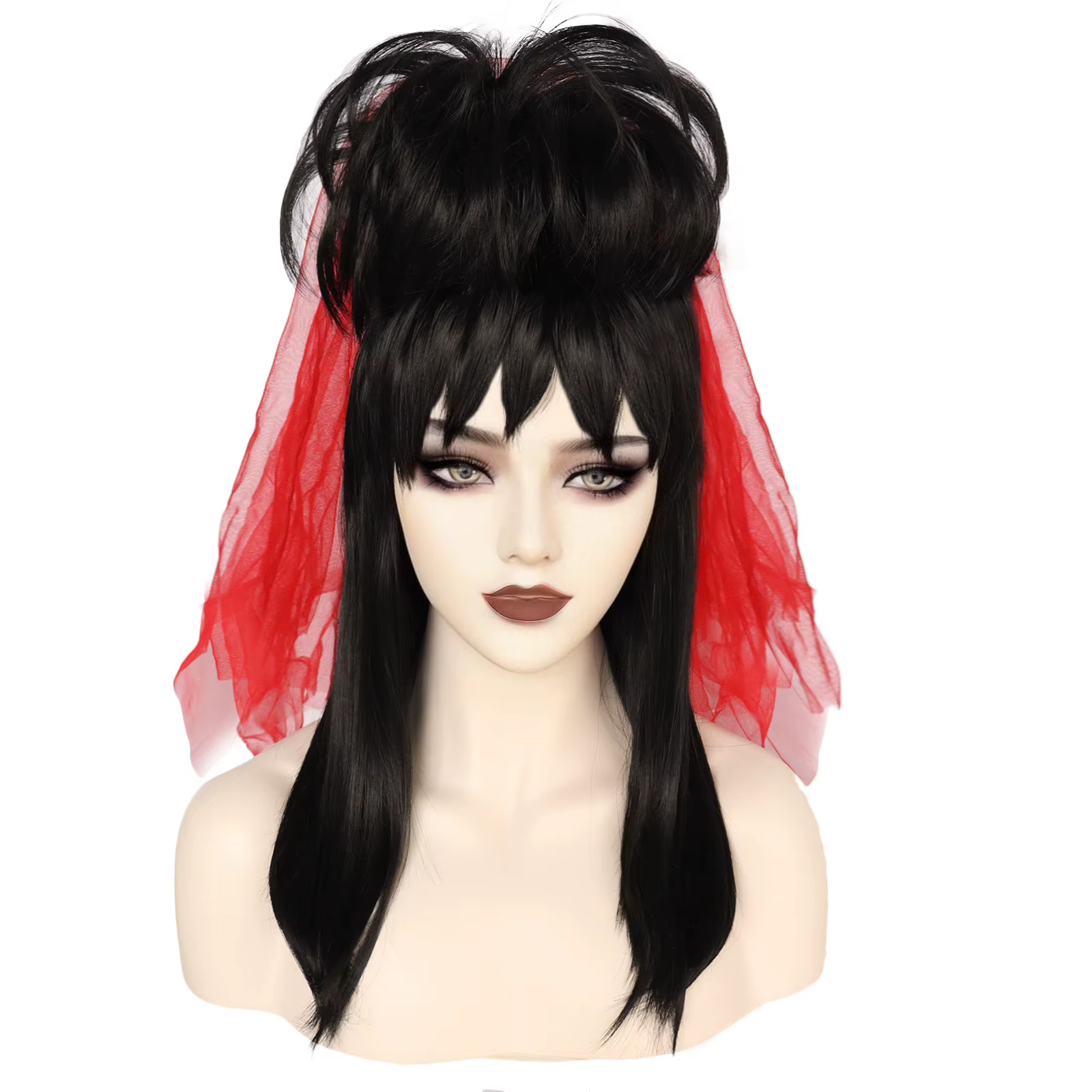 Perruque Lydia Deetz pour cosplay avec voile