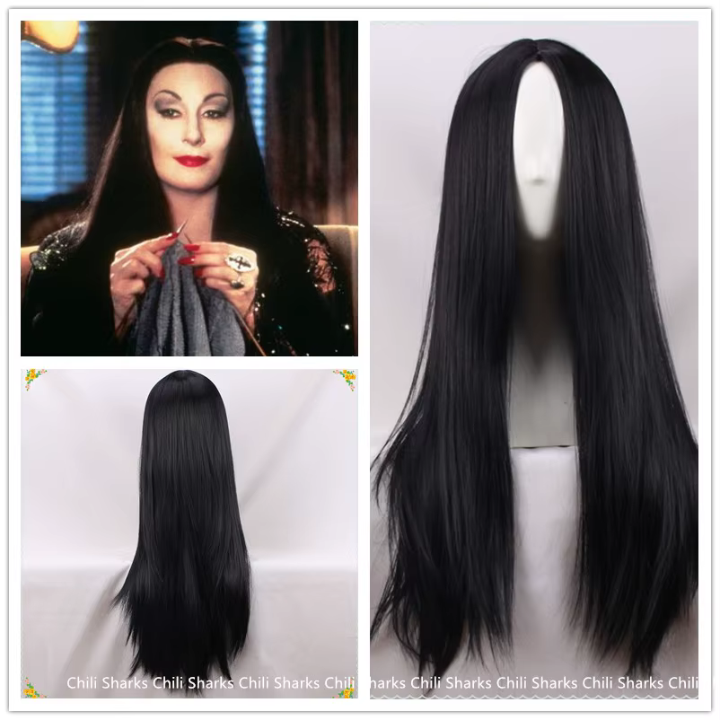 Perruque de Cosplay de Famille Addams pour Femme