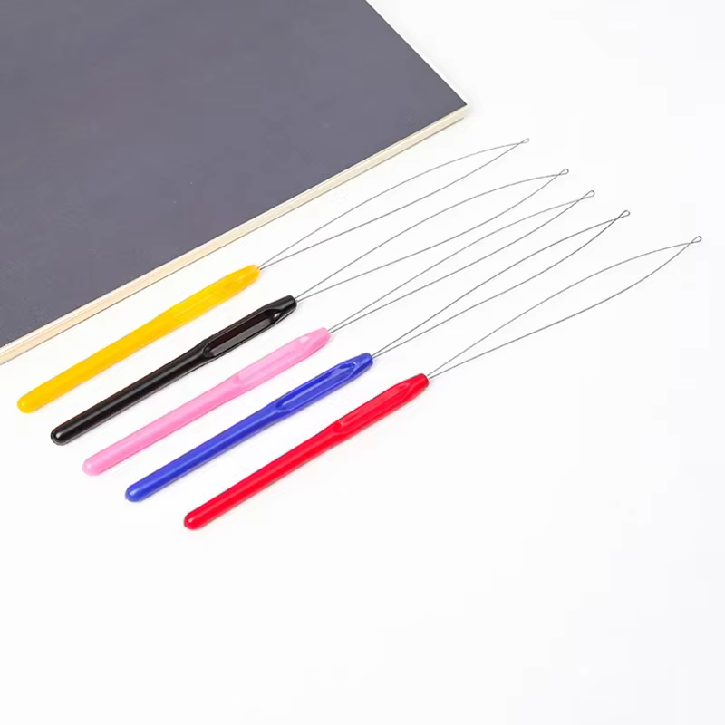 1 pièces poignée en plastique Extension de cheveux touffetage enfileur perle perruque Crochet outil fournitures aiguille perceur, fil de plomb, perruque Crochet