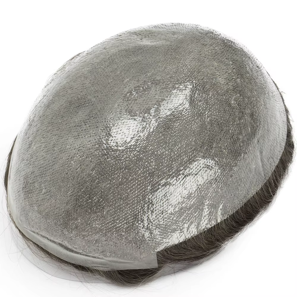 Noeuds invisibles 0.06mm Base de peau mince hommes perruque cheveux humains naturels