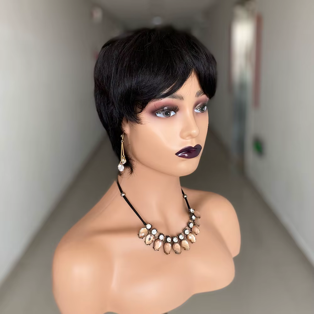 Perruque courte coupe lutin cheveux humains prêt à porter perruques