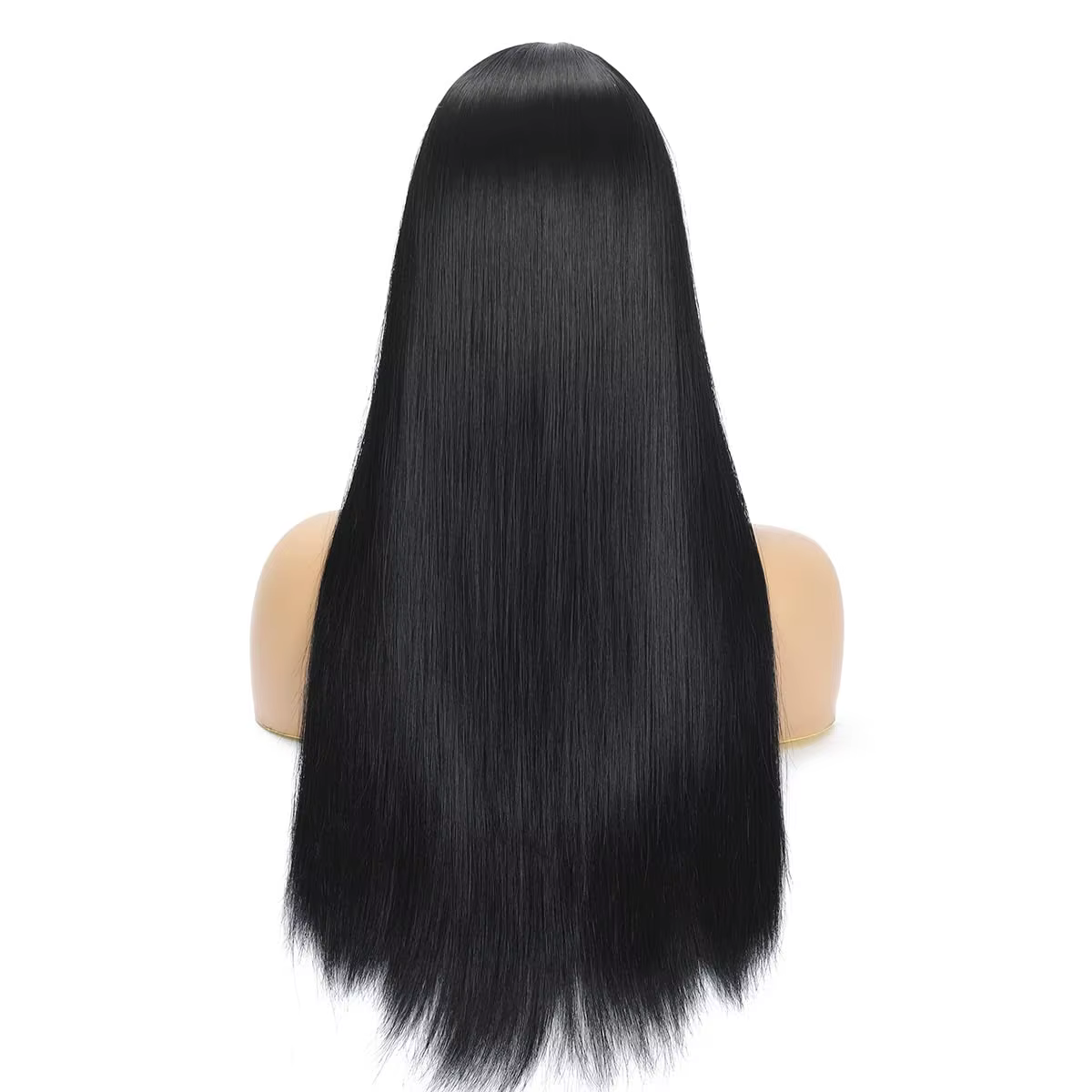 Perruque synthétique noire de 26 pouces avec cheveux longs et raides