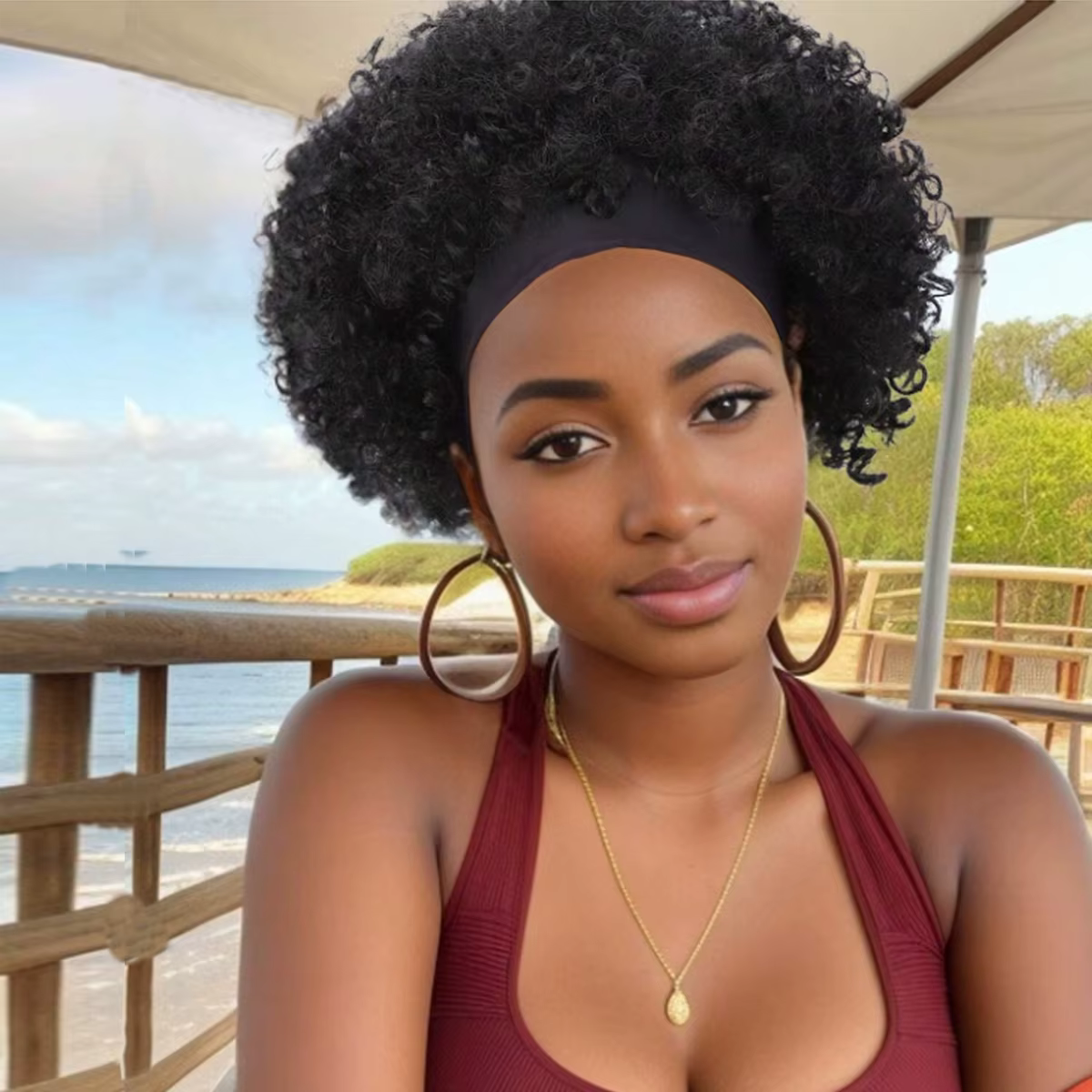 Perruque Synthétique Afro Bouclée et Torsadée