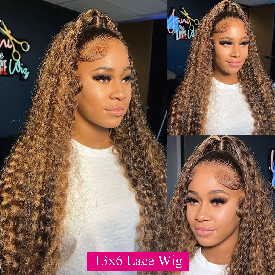 Perruque Lace Wig brésilienne bouclée ondulée