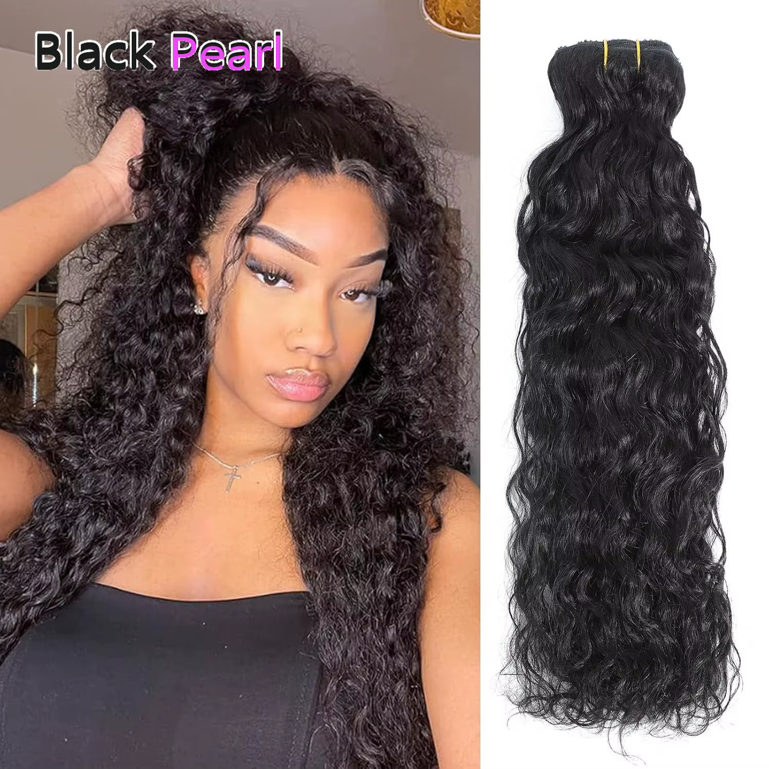 Extensions de cheveux humains brésiliennes Black Pearl Ocean Wave