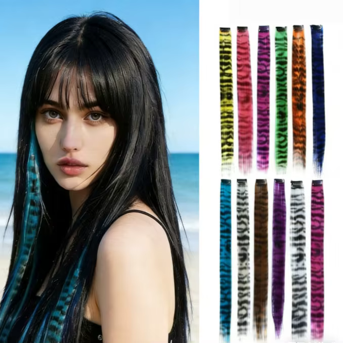Extensions de cheveux à clipser imprimées à rayures