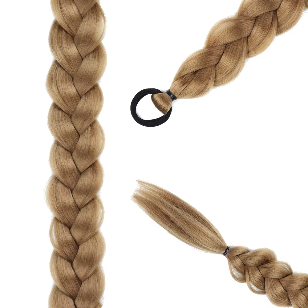 Extensions de queue de cheval tressées synthétiques postiche Blonde longue