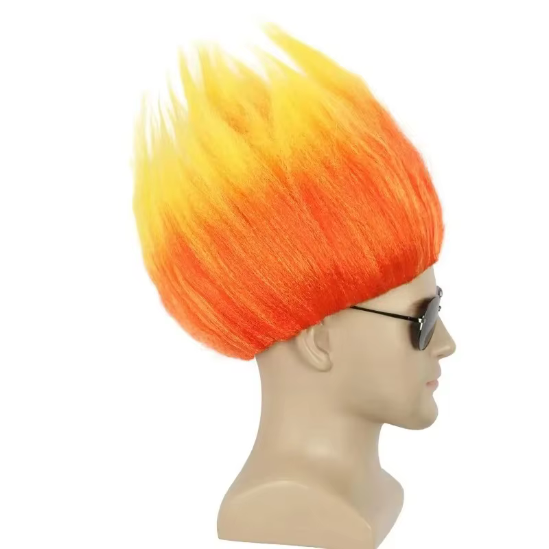 Perruque orange vif effet flamme