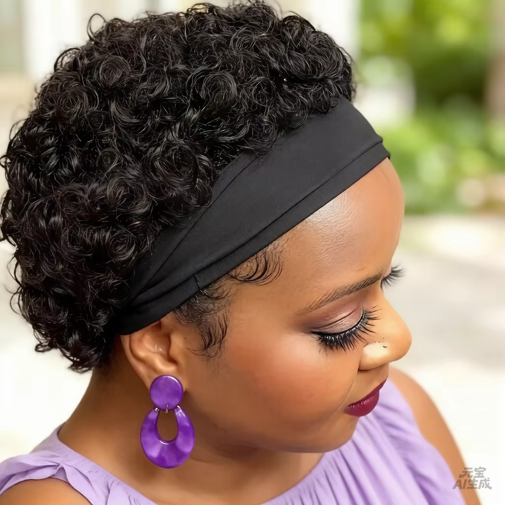 Perruque bandeau en cheveux humains bouclés