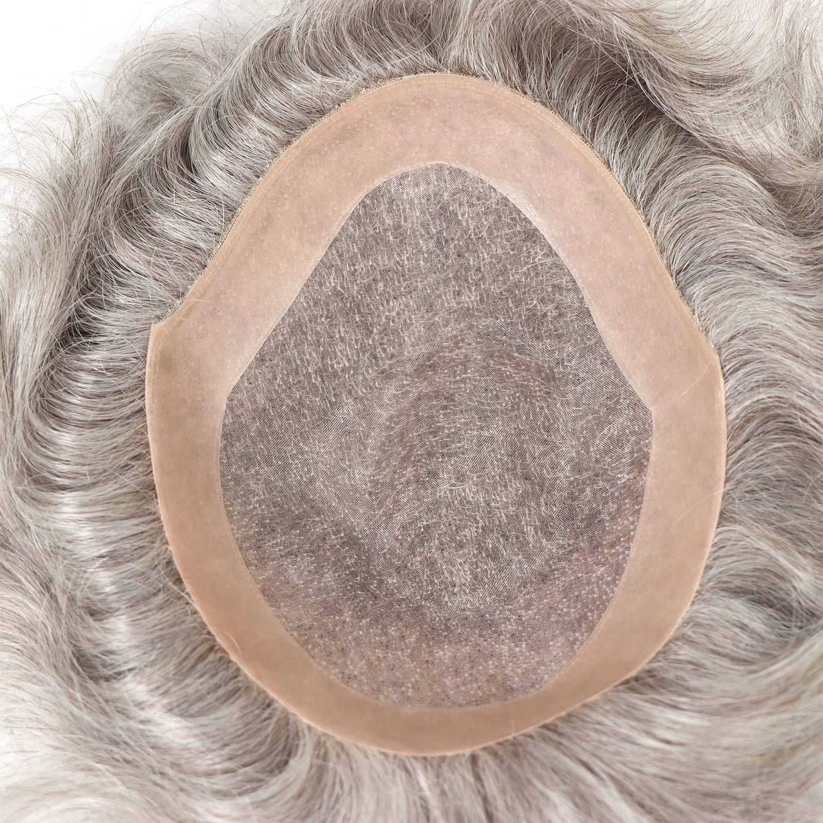 # 580 toupet de cheveux humains pour hommes argent gris postiche