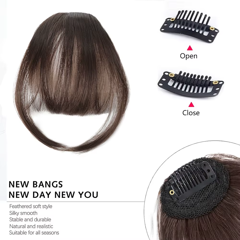 Extensions de cheveux synthétiques bouclées avec frange avant soignée à clipser