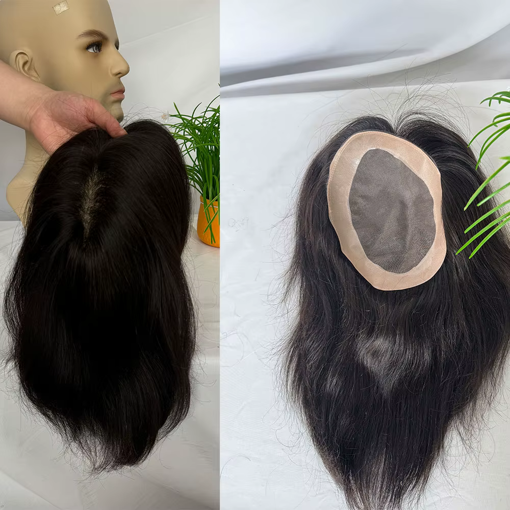 Perruque indienne en cheveux humains pour hommes