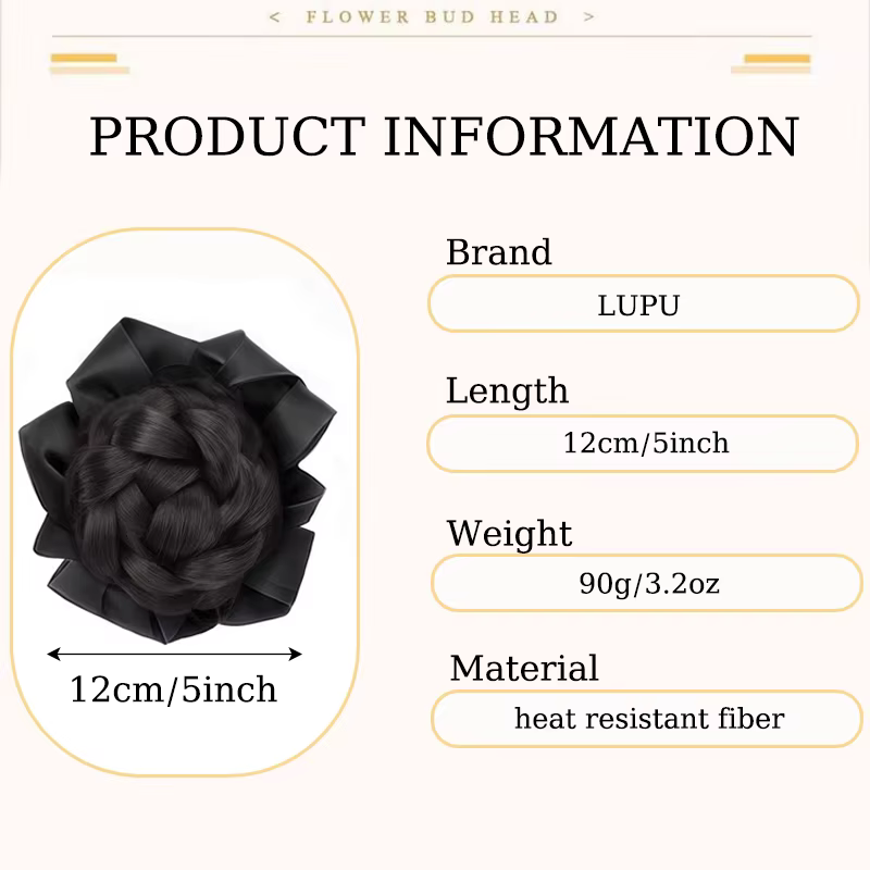 Extensions de chignon tressées synthétiques